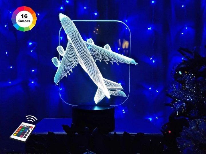3D світильник нічник з пультом "Літак" 3DTOYSLAMP