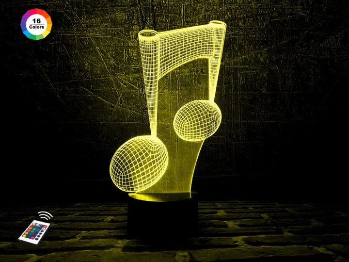 3D світильник нічник з пультом "Нота" 3DTOYSLAMP, фото 1