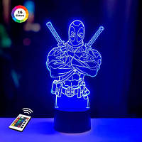 3D світильник нічник з пультом "Дедпул 5" 3DTOYSLAMP