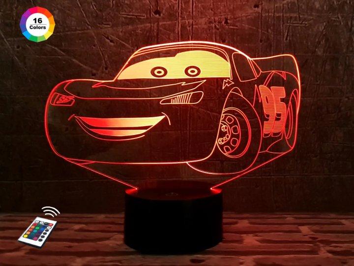 3D світильник нічник з пультом "Автомобіль Маквін" 3DTOYSLAMP