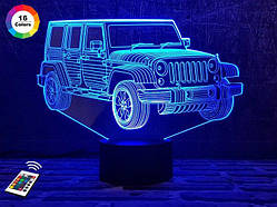 3D світильник нічник з пультом "Автомобіль Джип" 3DTOYSLAMP