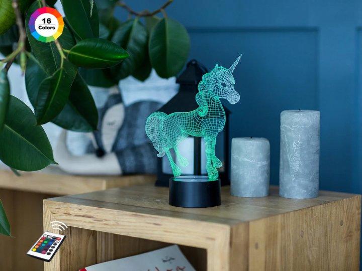 3D світильник нічник з пультом "Єдиноріг 2" 3DTOYSLAMP, фото 1