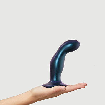 Дилдо Strap-On-Me DILDO PLUG SNAKY METALLIC BLUE, розмір M, діаметр 4 см, ввідна довжина 15,3 см Bomba💣