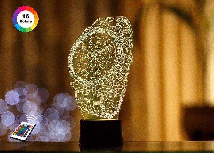 3D світильник нічник з пультом "Годинник" 3DTOYSLAMP, фото 1