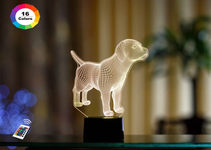 3D світильник нічник з пультом "Лабрадор" 3DTOYSLAMP, фото 1