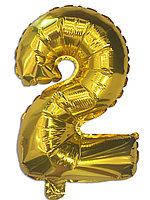 Куля фольгована золотою цифрою "2", 100 см, повітряна, надувна дитяча