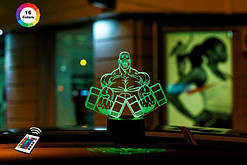 3D світильник нічник з пультом "Культурист 2" 3DTOYSLAMP