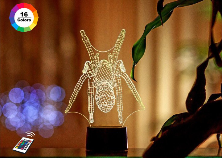 3D світильник нічник з пультом "Павук" 3DTOYSLAMP, фото 1