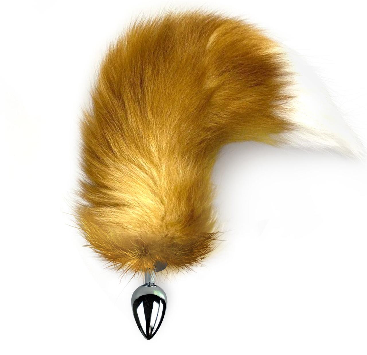 Металева анальна пробка з хвостом із натурального хутра Art of Sex size M Red fox Bomba💣, фото 1