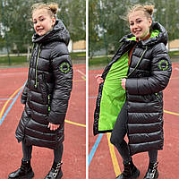 Чорне зимове пальто куртка для дівчинки "ПАНДОРА"