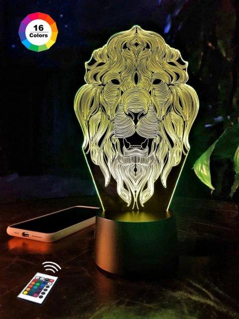 3D світильник нічник з пультом "Лев 2" 3DTOYSLAMP, фото 1