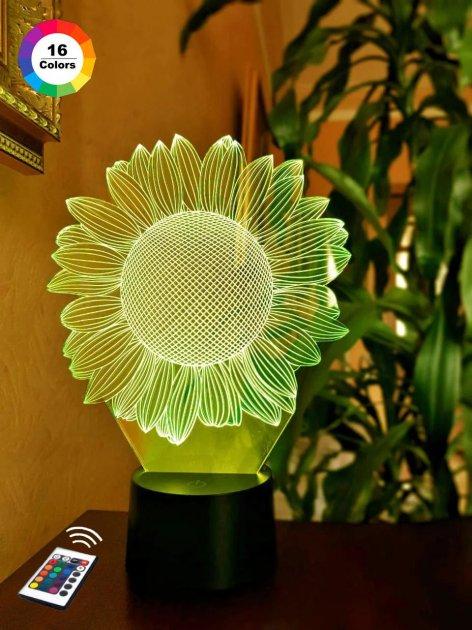 3D світильник нічник з пультом "Соняшник" 3DTOYSLAMP