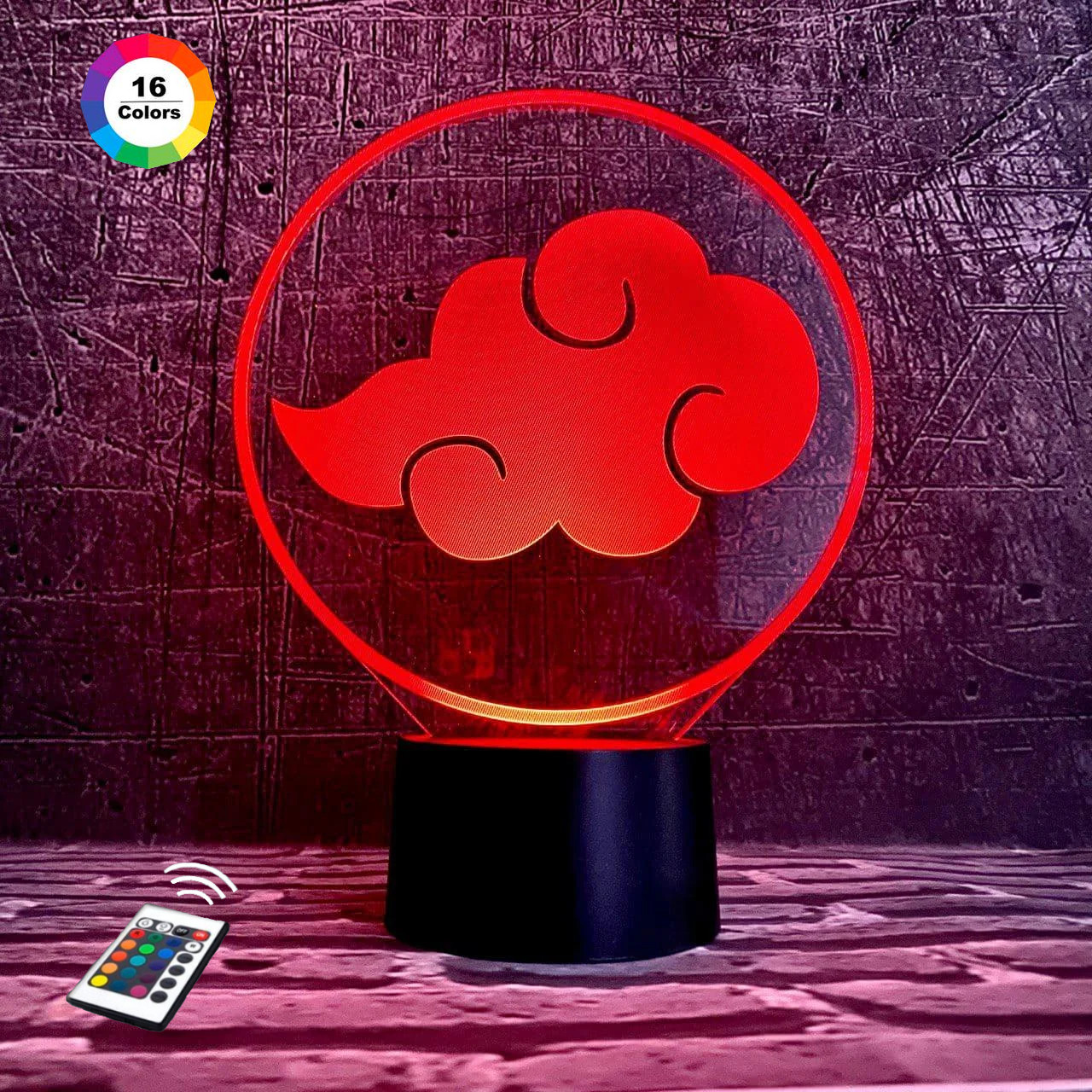 3D світильник нічник з пультом "Знак Акацуке" 3DTOYSLAMP