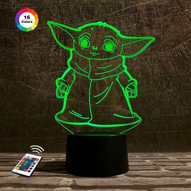 3D світильник нічник з пультом "Малюк Йоду" 3DTOYSLAMP