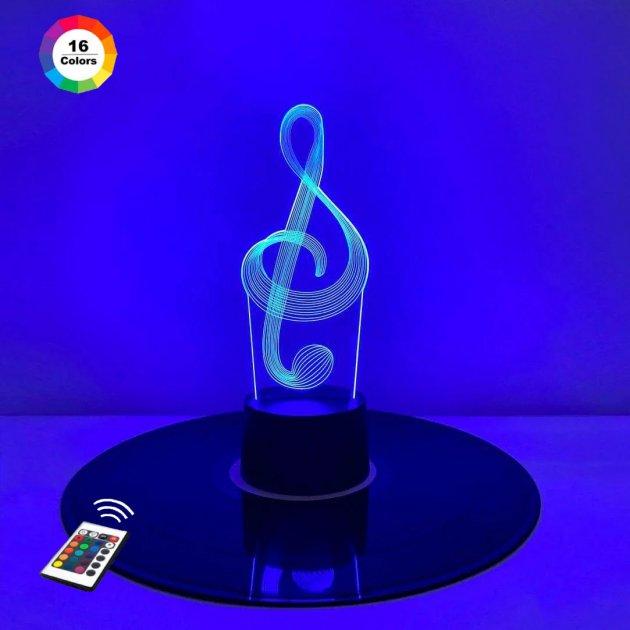 3D світильник нічник з пультом "Скрипковий ключ" 3DTOYSLAMP