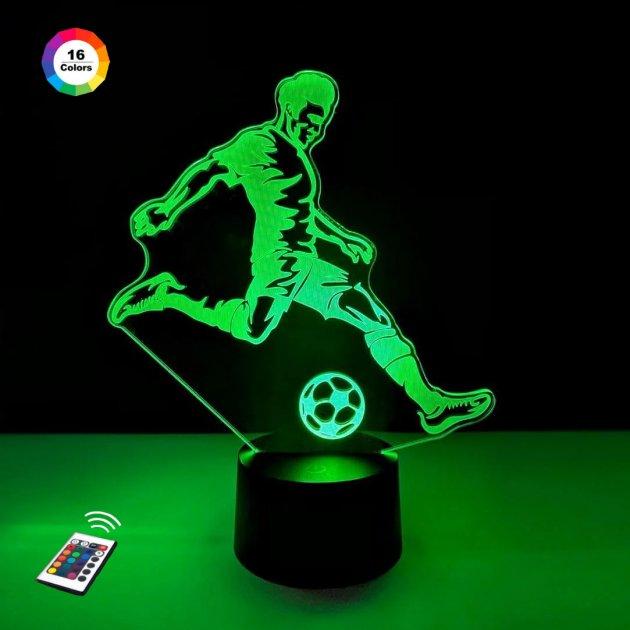3D світильник нічник з пультом "Футболіст" 3DTOYSLAMP