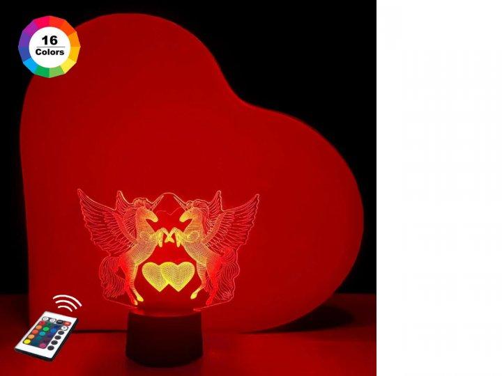 3D світильник нічник з пультом "Закохані пегаси" 3DTOYSLAMP