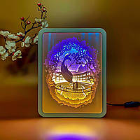 3D настільна картина-нічник "Політ Кита" 3DTOYSLAMP