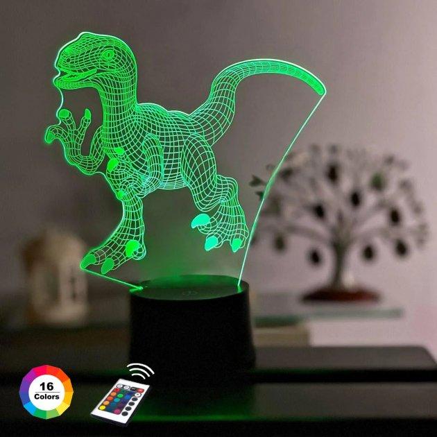 3D світильник нічник з пультом "Велецираптор 3" 3DTOYSLAMP, фото 1
