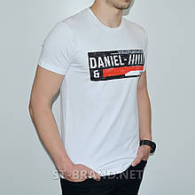 L,XL. Чоловіча стильна футболка з якісним принтом на грудях D&J, Туреччина - біла