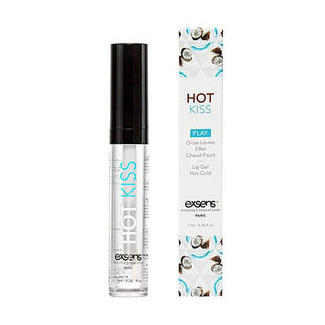 Стимулювальний блиск для губ EXSENS Coconut Hot Kiss 7 мл, зігріває та охолоджує Bomba💣