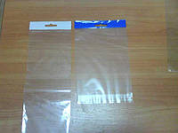 Пакет прозрачный полипропиленовый 10*15+3\25мк (100шт) с еврослотом (европодвесом), с клейкой лентой