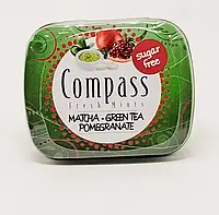 Леденцы Compass Fresh mints со вкусом зеленого чая матча и граната без сахара , ж\б , 14 гр
