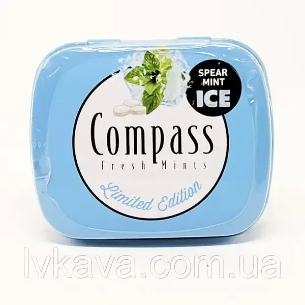 Льодяники Compass Fresh mints Spearmint Ice без цукру, ж\б, 14 гр