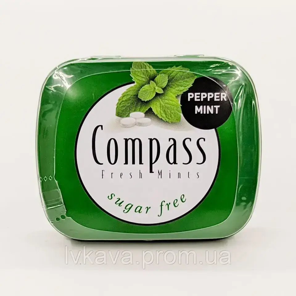 Льодяники Compass Fresh mints з м"ятним смаком  без цукру, ж\б, 14 гр