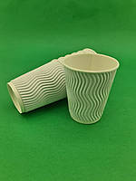 Стакан бумажный для кофе и чая 250мл "Гофра" "Белый" (20 шт) одноразовый для напитков