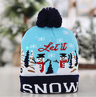 Новогодняя светящаяся шапка Снеговик для взрослых и детей, шапка с подсветкой, LED шапка, подарок на Новый год