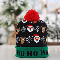 Новогодняя светящаяся шапка Дед мороз, шапка с оленем, шапка с подсветкой, подарок на Новый год, Рождество