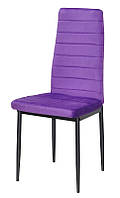 Стул с мягким сиденьем Pixel BK обивка фиолетовый велюр, стул на черных металлических ногах