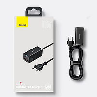 Блок живлення Baseus GaN3 Pro 100W (2xUSB, 2xType-C) Quick charge + кабель USB-C 100W black, фото 5