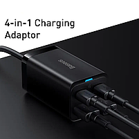 Блок живлення Baseus GaN3 Pro 100W (2xUSB, 2xType-C) Quick charge + кабель USB-C 100W black, фото 7