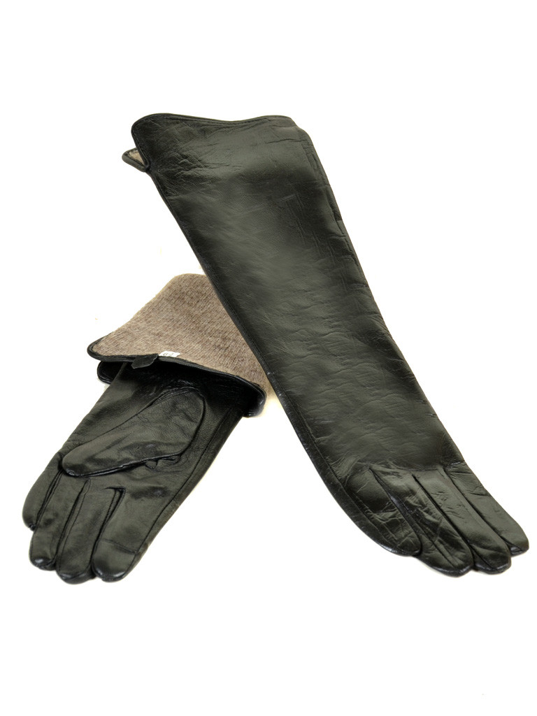 Шкіряні жіночі рукавички МаріClassic на шерсті (сітка) оптом 40 см