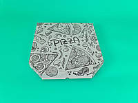 Коробка для пиццы 30 см бурая с печатью Pizza 300х300х40 мм (50 шт) (Grig)