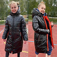 Черное зимнее пальто куртка для девочки "Оливия-3д" (140-158р)