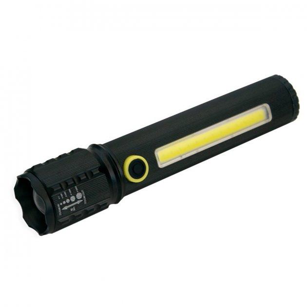 Ліхтар BL-C72-P50 COB чорний, USB-ліхтарик акумуляторний світлодіодний ручний
