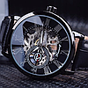 Чоловічий механічний годинник Winner Skeleton, чорний на шкіряному ремінці, фото 4