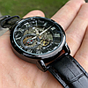 Чоловічий механічний годинник Winner Skeleton, чорний на шкіряному ремінці, фото 3