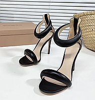 Женские вечерние черные кожаные туфли босоножки на каблуке Gianvito Rossi - Bijoux 105 California 38