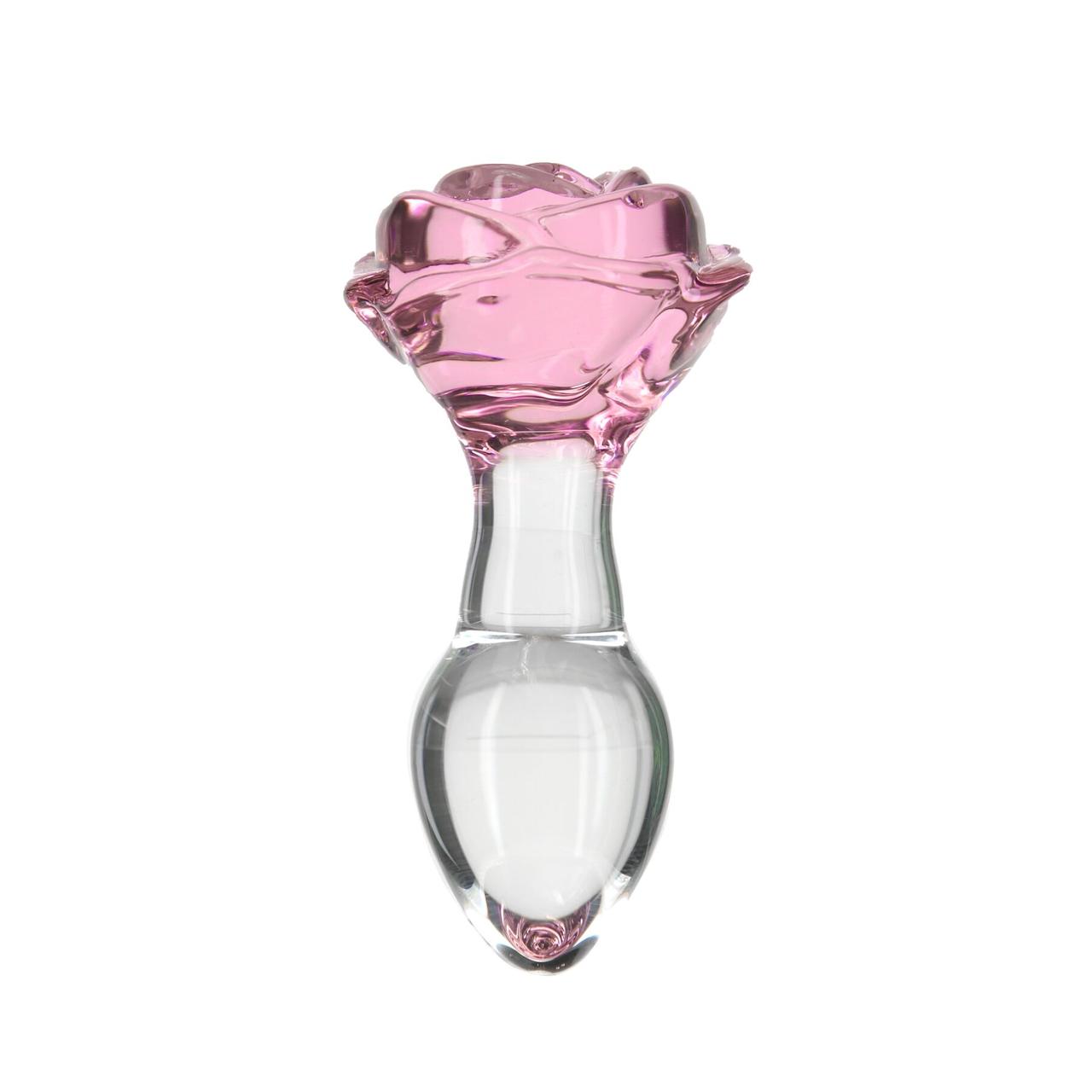 Скляна анальна пробка Pillow Talk Rosy Luxurious Glass Anal Plug, ⌀3,3 см, віброкуля в подарунок, фото 1