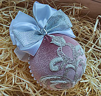 Новорічні кулі ручної роботи пудрові 10 см