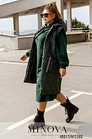 Темно-зеленый стильный женский стёганый жилет батал с 46 по 68 размер