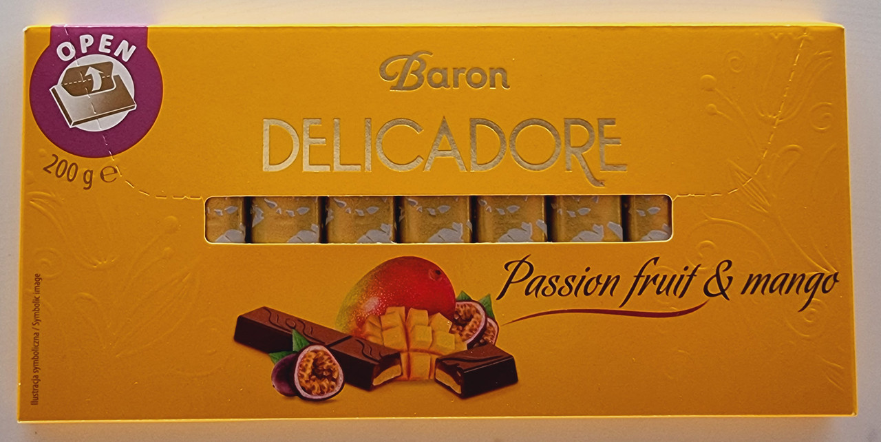 Шоколад Baron "Delicadore" маракуя та манго Польща 200 грамів