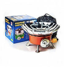 Туристична міні газова плита пальник із п'єзозапалюванням із захистом від вітру Kovar K-203 з чохлом