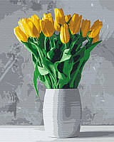 Картина по номерам Цветы Букеты из желтых тюльпанов 40x50 см Картины в цифрах на холсте Brushme BS52639