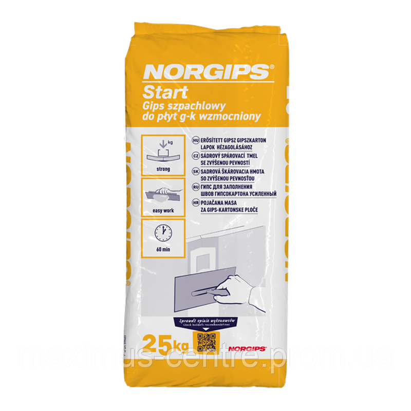 Суха гіпсова шпаклівка для заповнення швів на гіпсокартоні Norgips Start, 25 кг (старт)