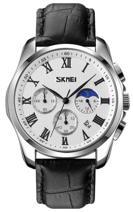Чоловічий білий годинник Skmei White Moon. Оригінальний класичний годинник